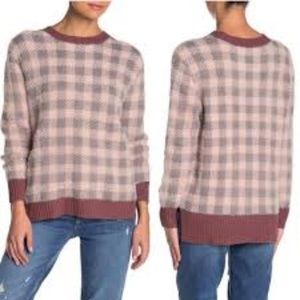 Susina Buffalo Check Pullover Sweater Pink Smoke Size Large